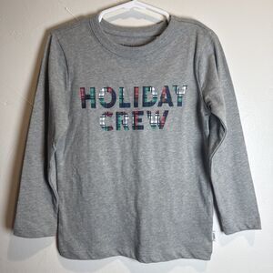 Crewcuts Holiday Crew Graphic Long Sleeve Gray Shirt Boys Size XXS 2/3 NWT